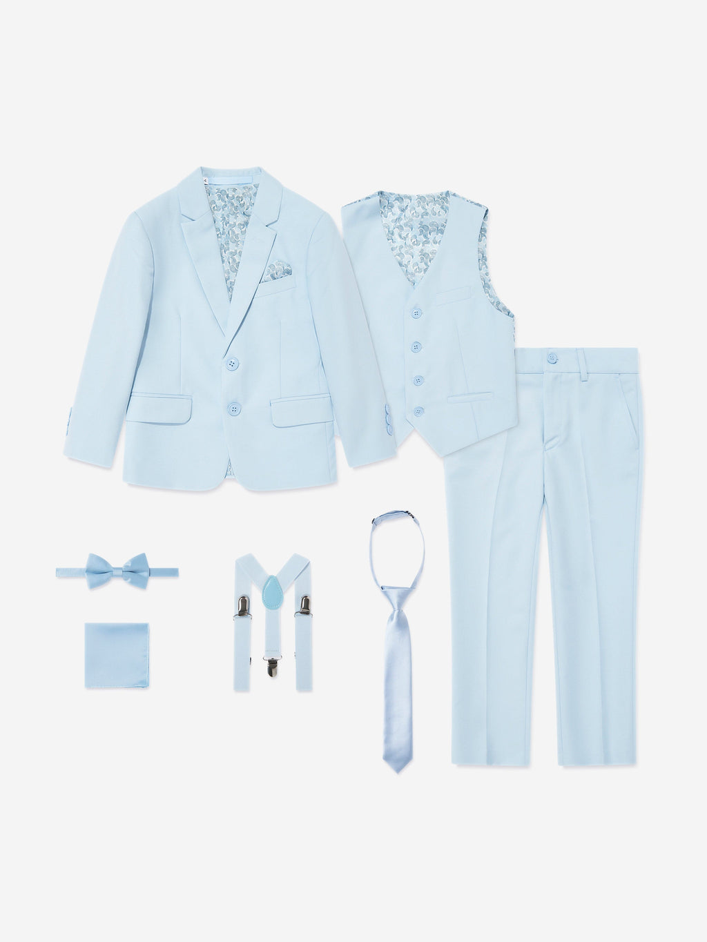SUITLAB London Boys 7-Piece Sky Blue Suit Set with Accessories
