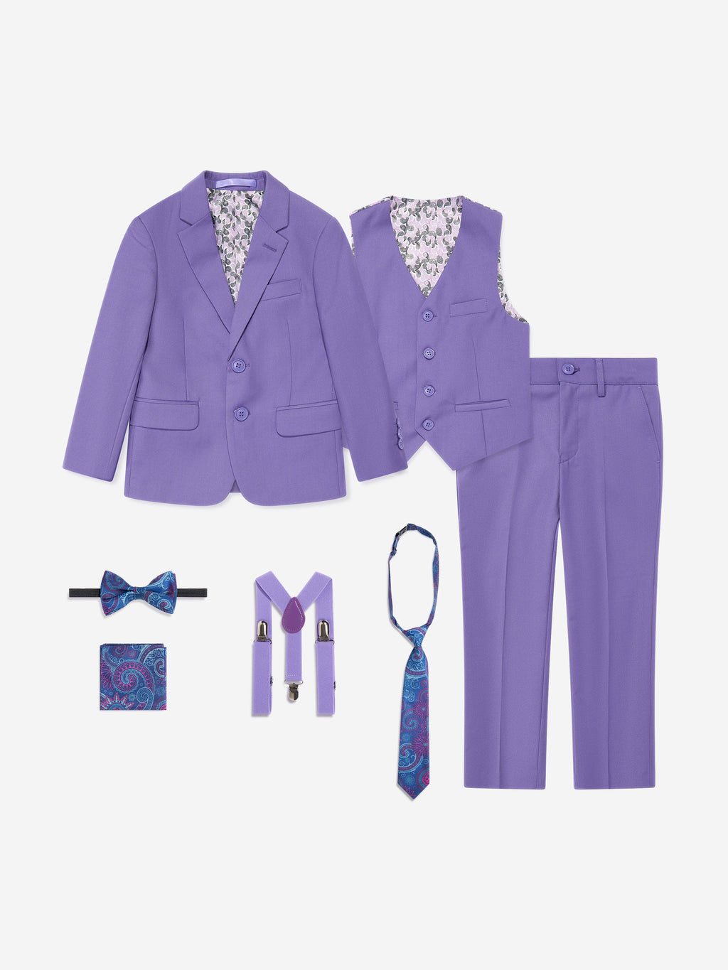 SUITLAB London Boys 7-Piece Lavender Suit Set – Formal Viscose Blend