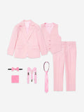 SUITLAB London Boys 7-Piece Suit Set in Pink – Jacket & Trousers