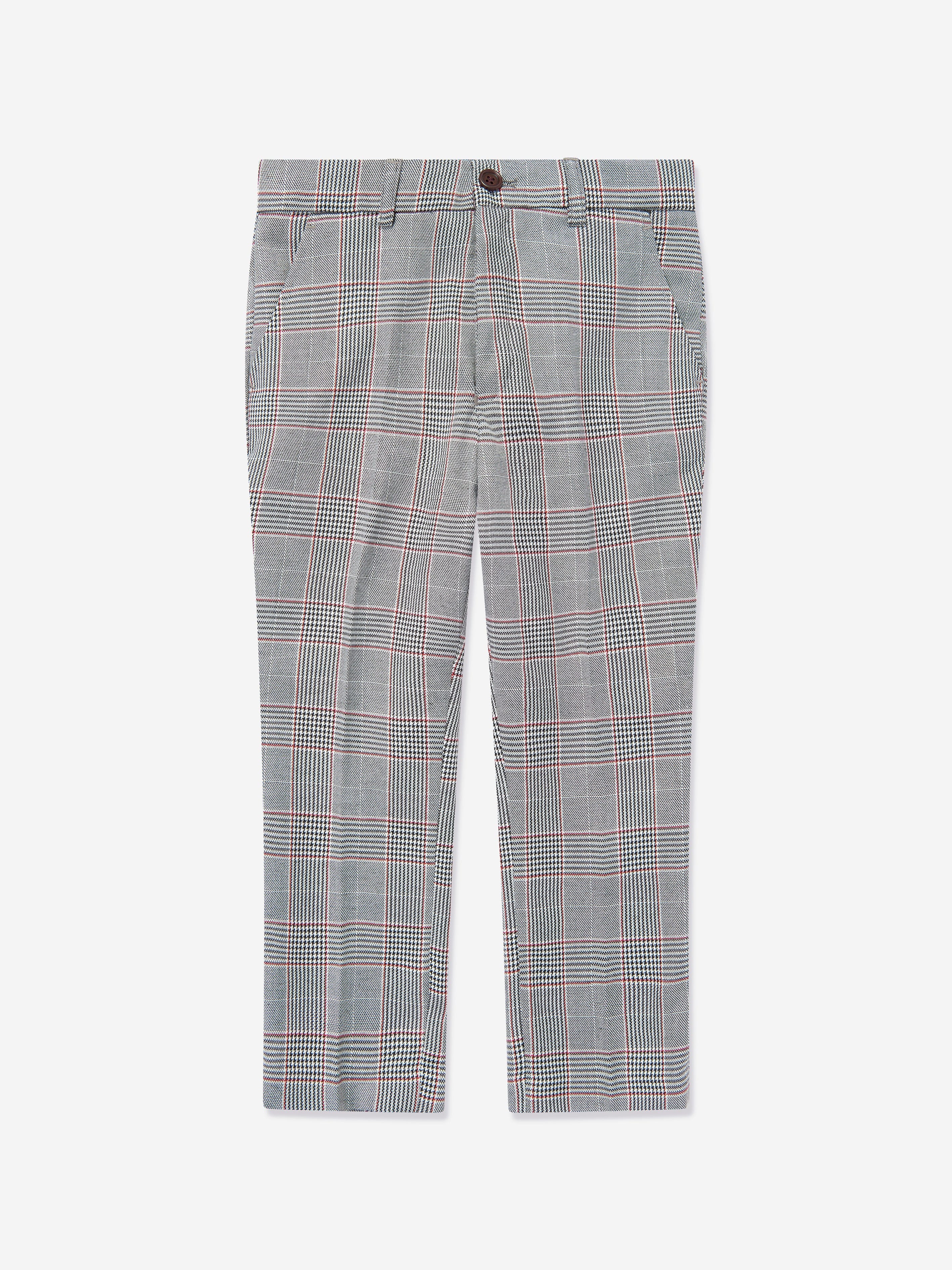SUITLAB London Boys Grey Checked 3 Piece Suit Set - Dogtooth Print