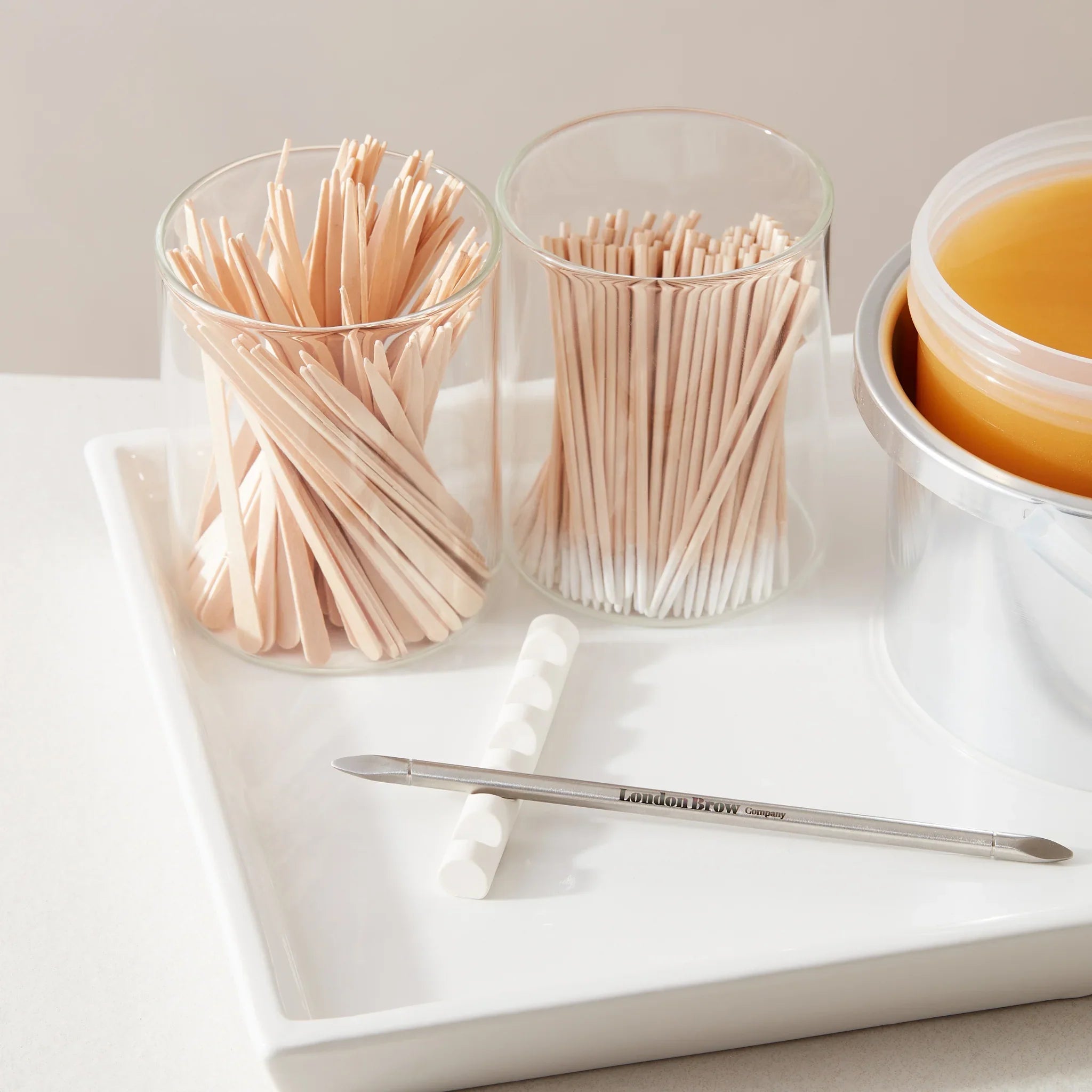 The London Brow Company Airtight Bamboo Glass Storage Jar for Salons