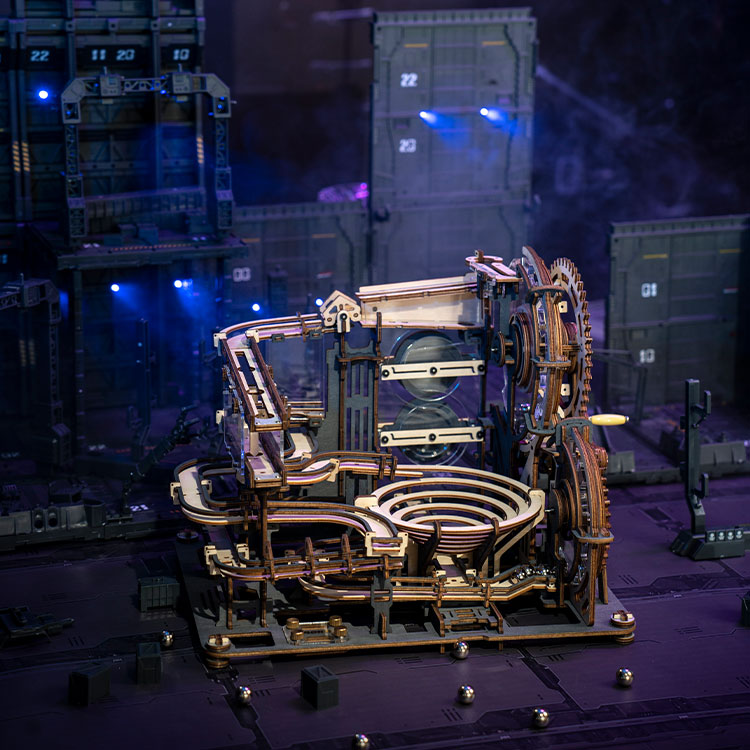 ROKR Marble Night City 3D Wooden Puzzle - Mechanical Marble Run Kit
