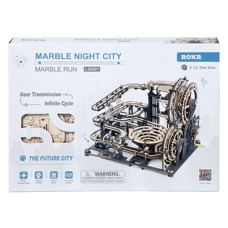 ROKR Marble Night City 3D Wooden Puzzle - Mechanical Marble Run Kit