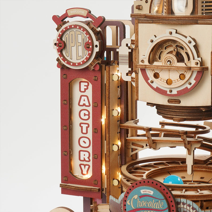 ROKR Marble Run Chocolate Factory – 3D Wooden Puzzle DIY Kit (420 Pcs)