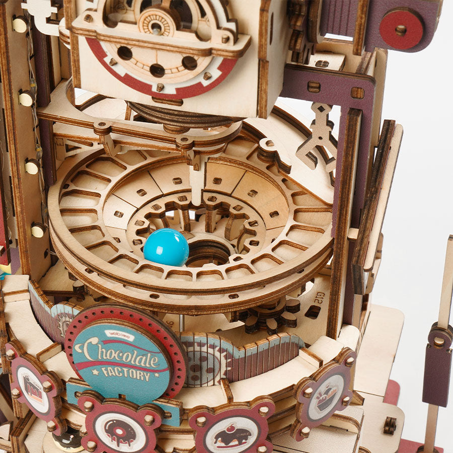 ROKR Marble Run Chocolate Factory – 3D Wooden Puzzle DIY Kit (420 Pcs)
