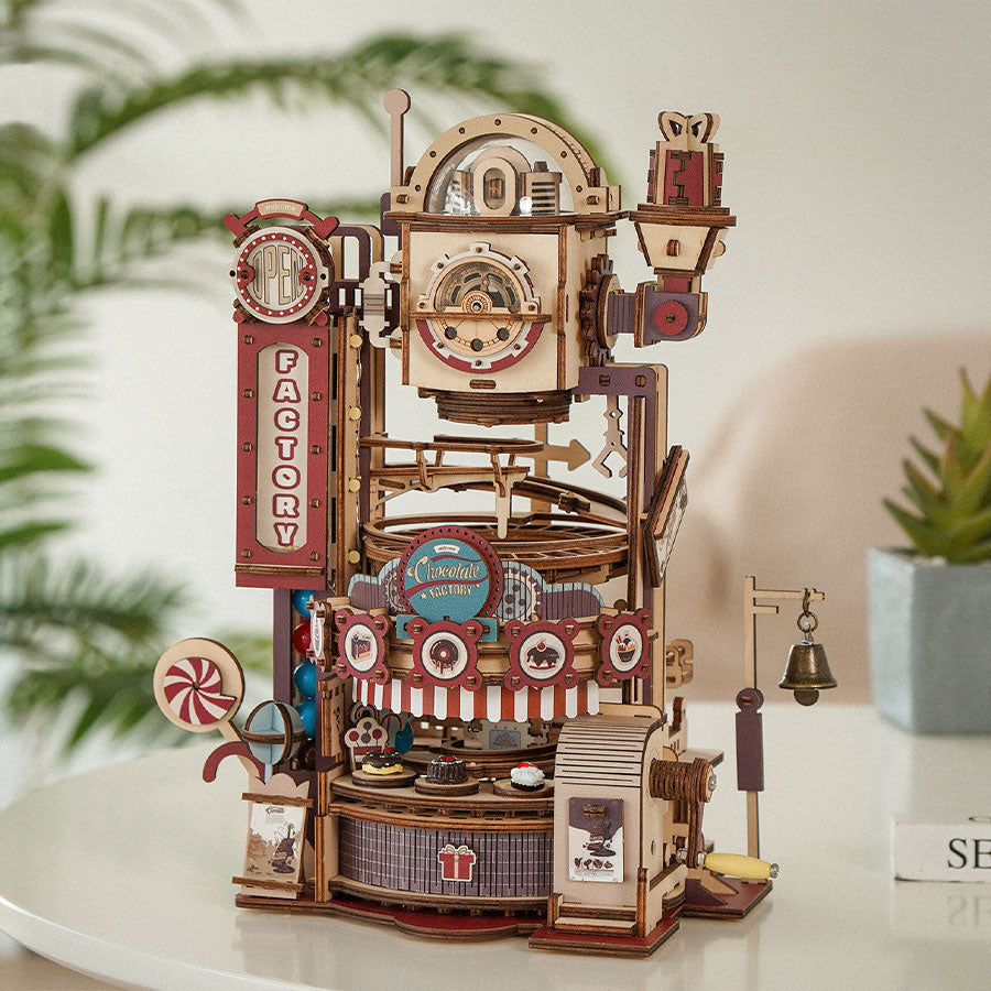 ROKR Marble Run Chocolate Factory – 3D Wooden Puzzle DIY Kit (420 Pcs)