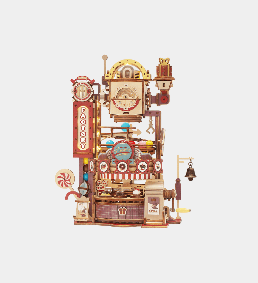 ROKR Marble Run Chocolate Factory – 3D Wooden Puzzle DIY Kit (420 Pcs)