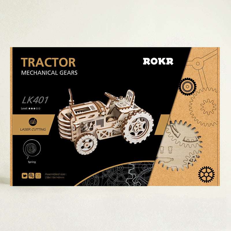 Snaps Tractor 3D Wooden Puzzle – Mechanical DIY Model Kit (135 Pcs)