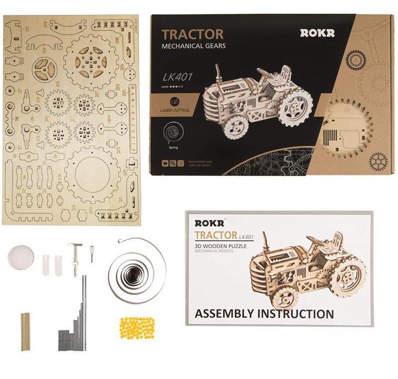 Snaps Tractor 3D Wooden Puzzle – Mechanical DIY Model Kit (135 Pcs)