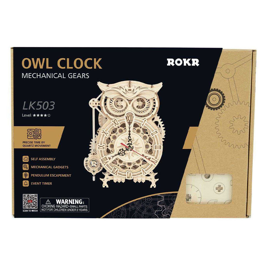 Snaps Owl 3D Wooden Puzzle Clock – Mechanical Gear DIY Model Kit