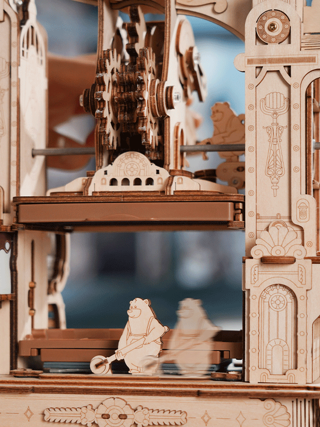 ROKR Classic Printing Press 3D Wooden Puzzle - DIY Mechanical Model Kit
