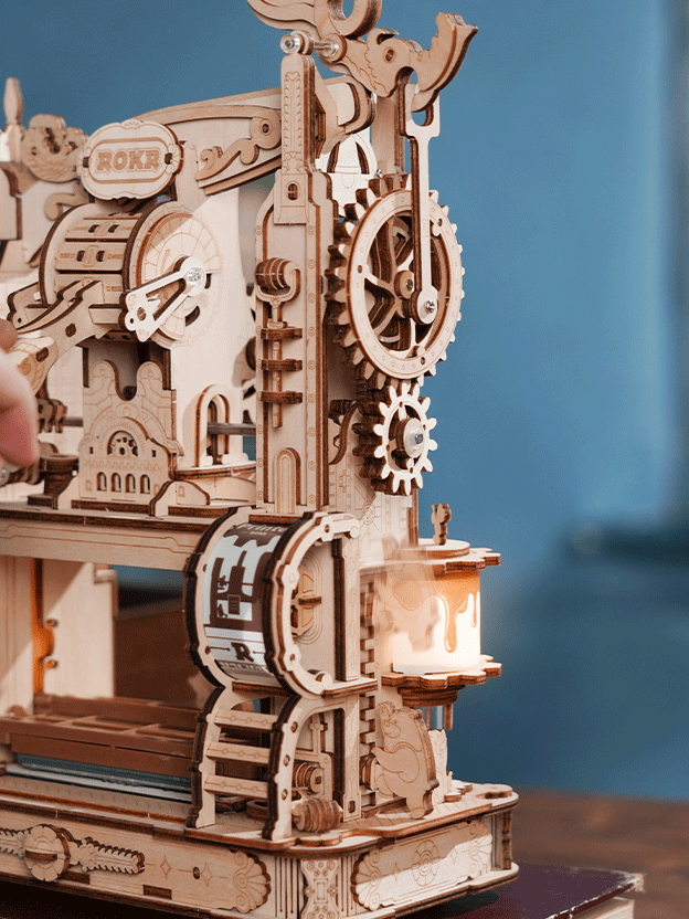 ROKR Classic Printing Press 3D Wooden Puzzle - DIY Mechanical Model Kit