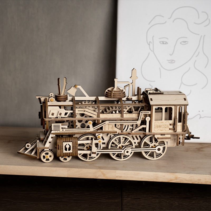 Snaps ROKR Steam Locomotive 3D Wooden Puzzle - Mechanical Train Kit