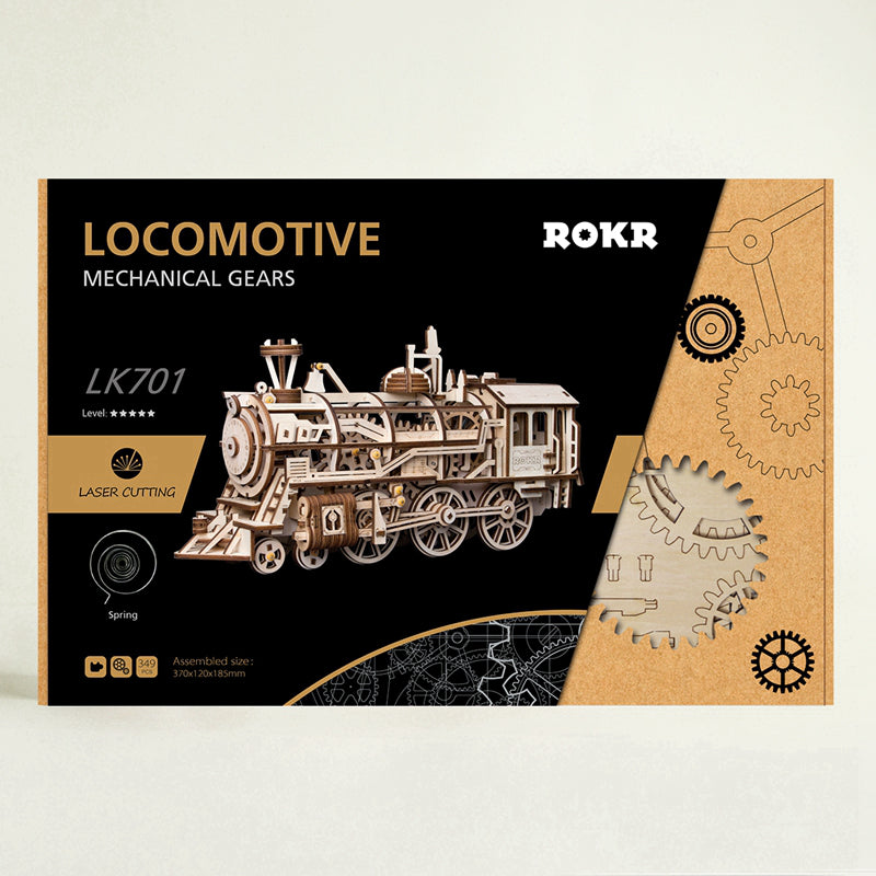Snaps ROKR Steam Locomotive 3D Wooden Puzzle - Mechanical Train Kit