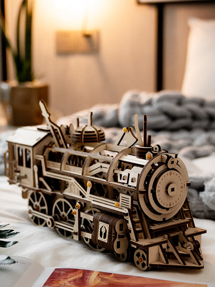 Snaps ROKR Steam Locomotive 3D Wooden Puzzle - Mechanical Train Kit