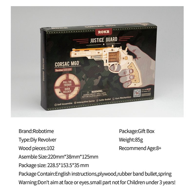 Snaps Corsac M60 Wooden Model Kit – DIY Rubber Band Gun Puzzle
