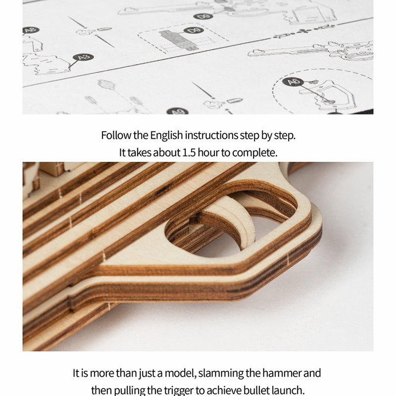 Snaps Corsac M60 Wooden Model Kit – DIY Rubber Band Gun Puzzle