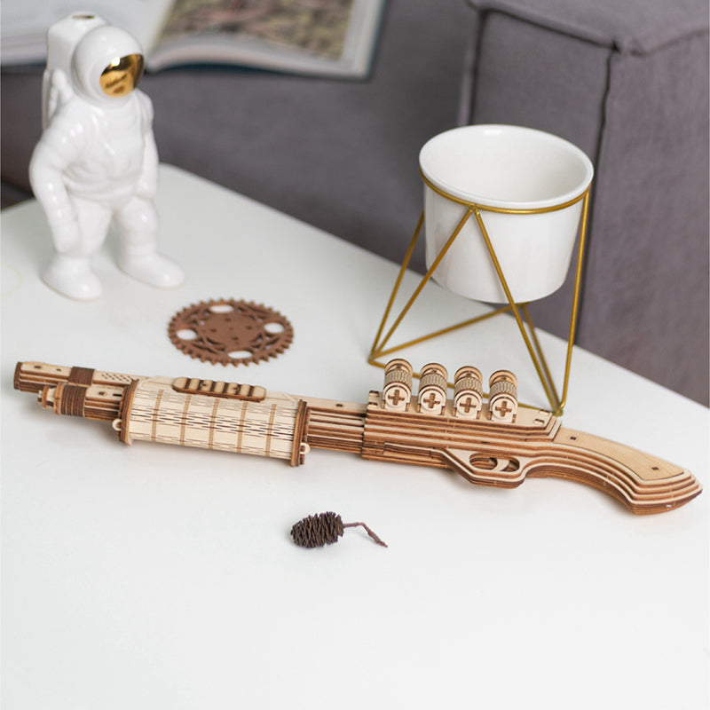 Snaps Terminator M870 Wooden Model Kit – DIY Rubber Band Gun Puzzle
