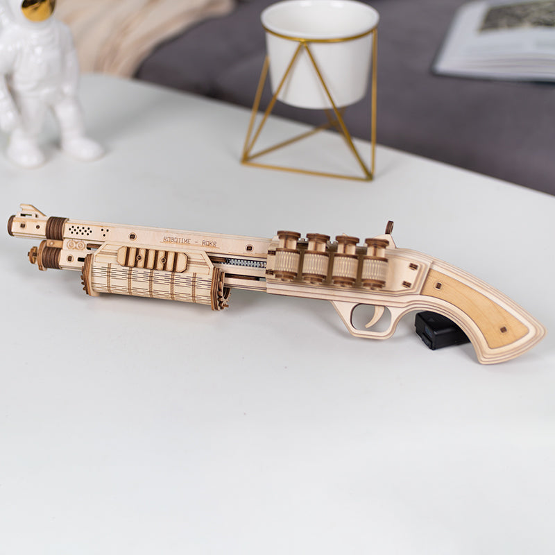 Snaps Terminator M870 Wooden Model Kit – DIY Rubber Band Gun Puzzle