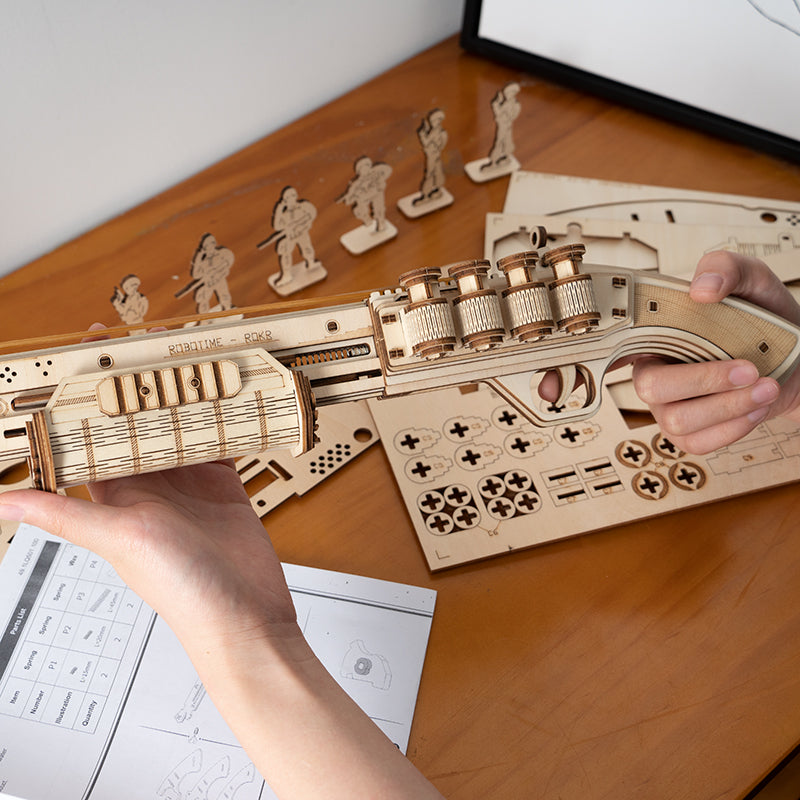 Snaps Terminator M870 Wooden Model Kit – DIY Rubber Band Gun Puzzle