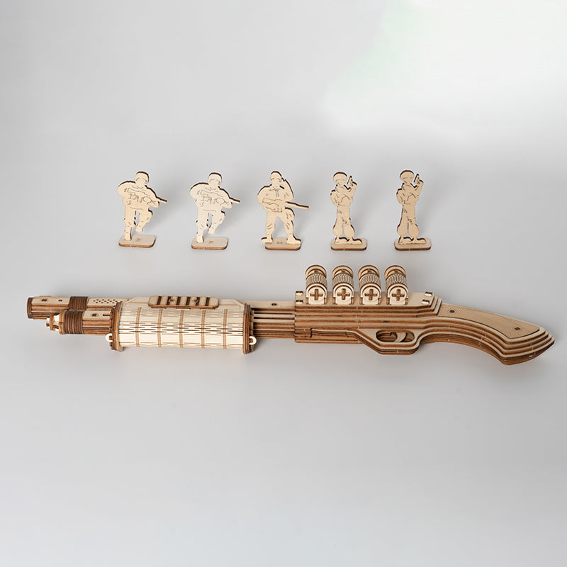 Snaps Terminator M870 Wooden Model Kit – DIY Rubber Band Gun Puzzle