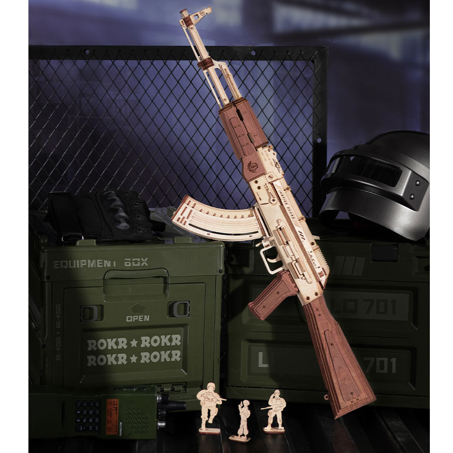 Snaps AK-47 Wooden Model Kit – 3D Assembly Rubber Band Gun (315 Pcs)