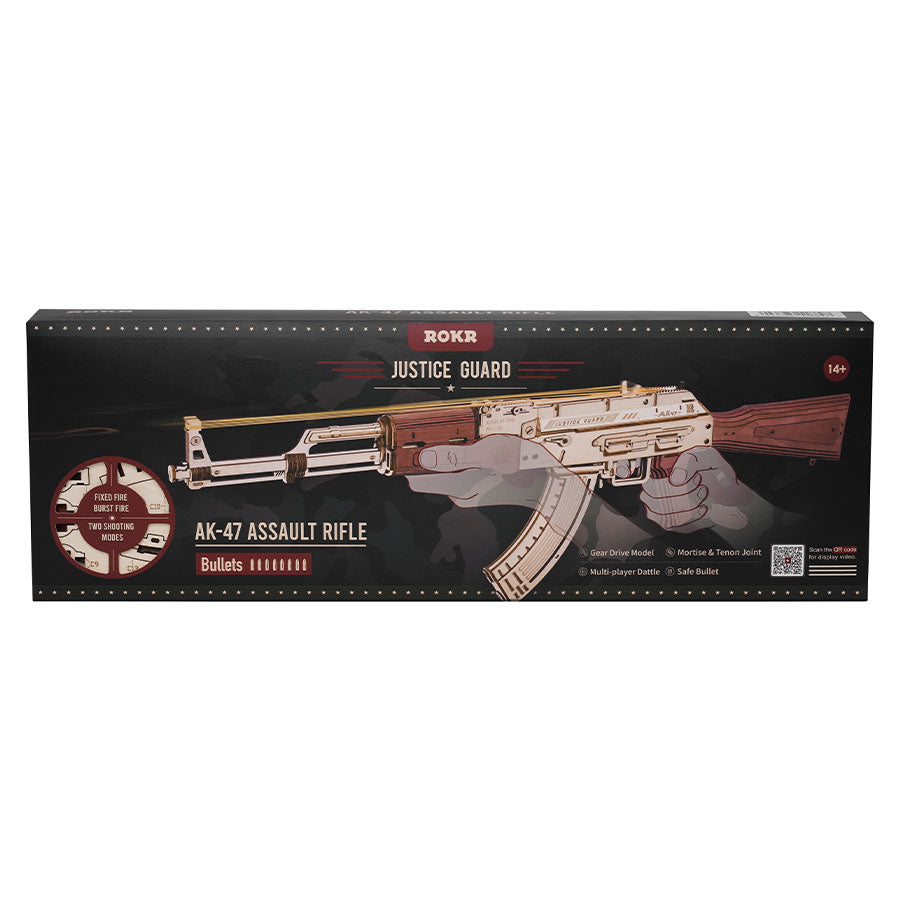 Snaps AK-47 Wooden Model Kit – 3D Assembly Rubber Band Gun (315 Pcs)
