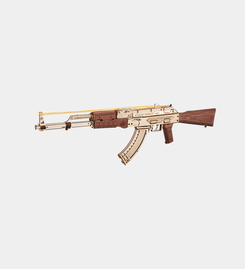 Snaps AK-47 Wooden Model Kit – 3D Assembly Rubber Band Gun (315 Pcs)