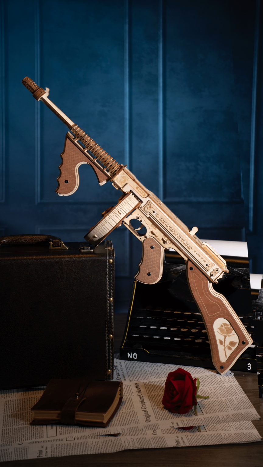 Snaps Thompson Submachine Gun 3D Wooden Puzzle Model Kit - 275 Pcs