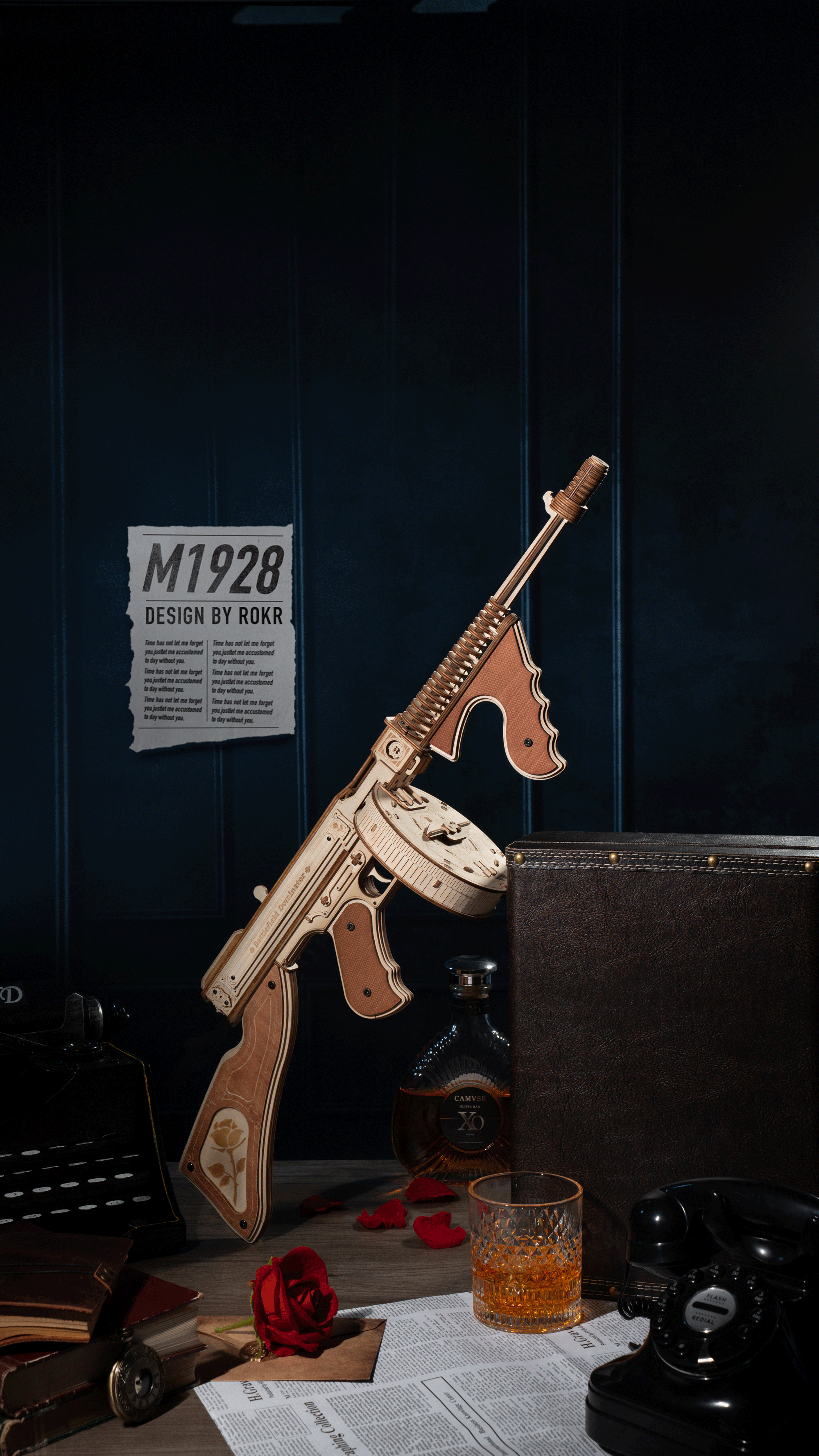 Snaps Thompson Submachine Gun 3D Wooden Puzzle Model Kit - 275 Pcs
