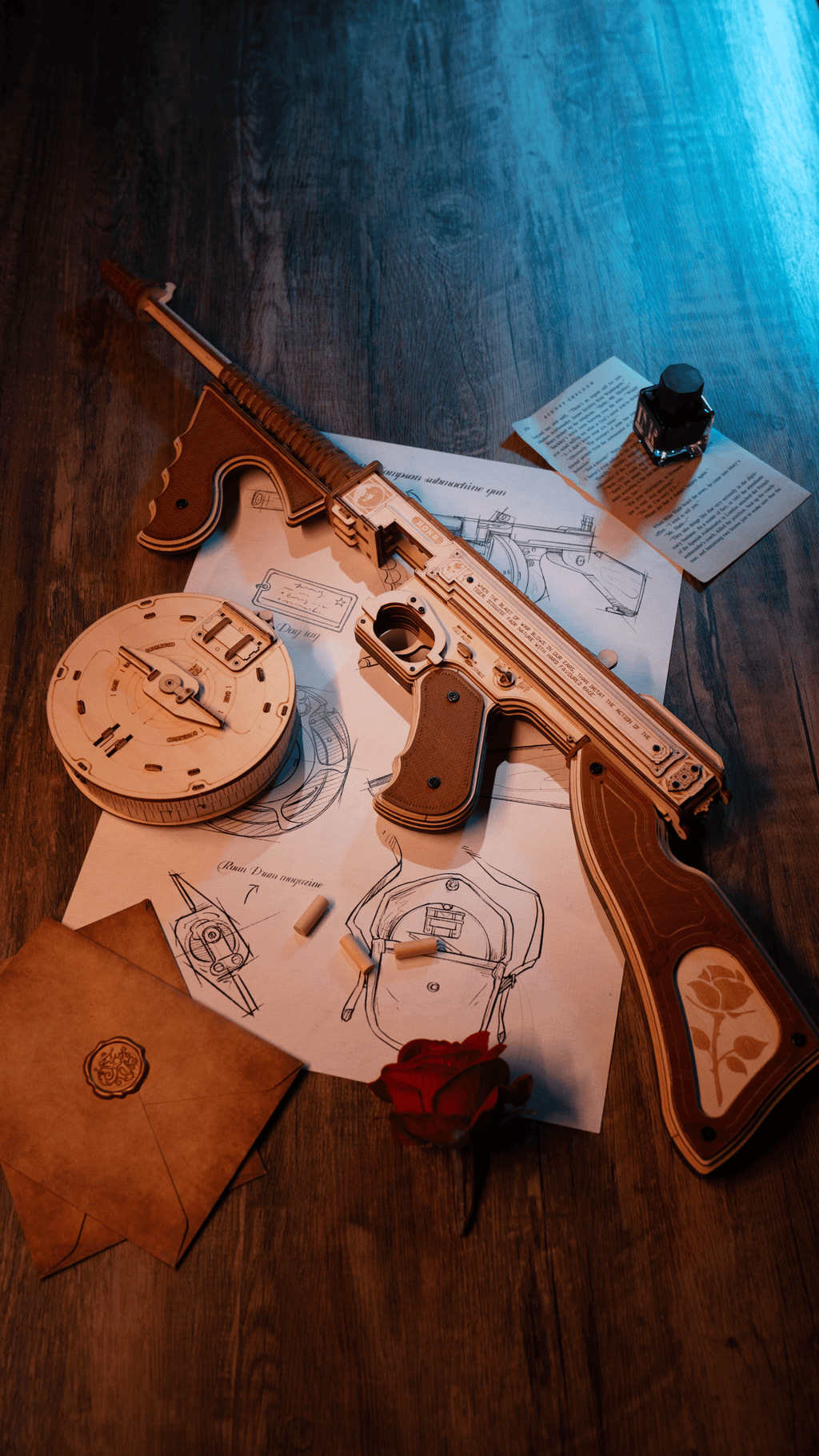 Snaps Thompson Submachine Gun 3D Wooden Puzzle Model Kit - 275 Pcs