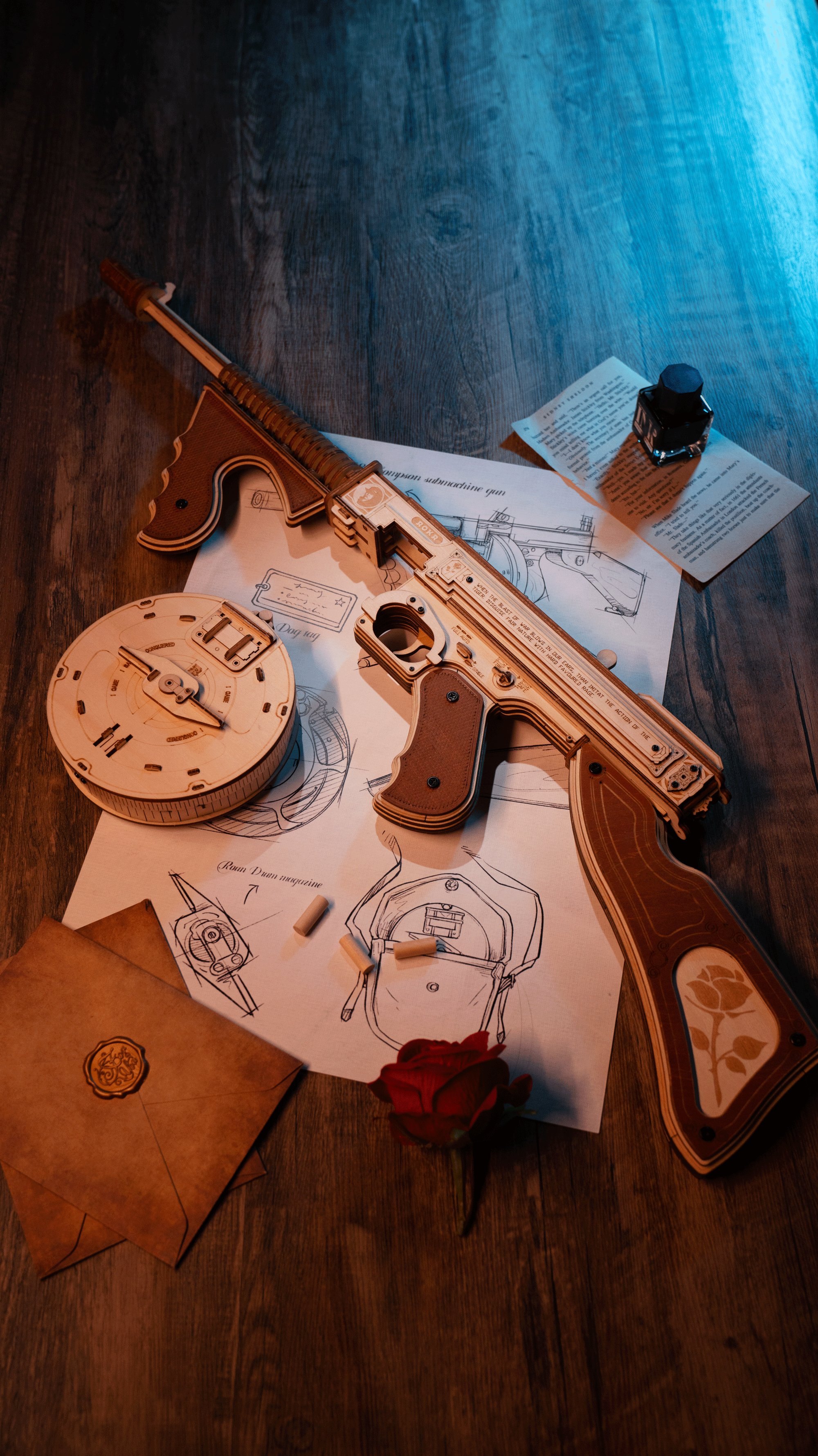 Snaps Thompson Submachine Gun 3D Wooden Puzzle Model Kit - 275 Pcs