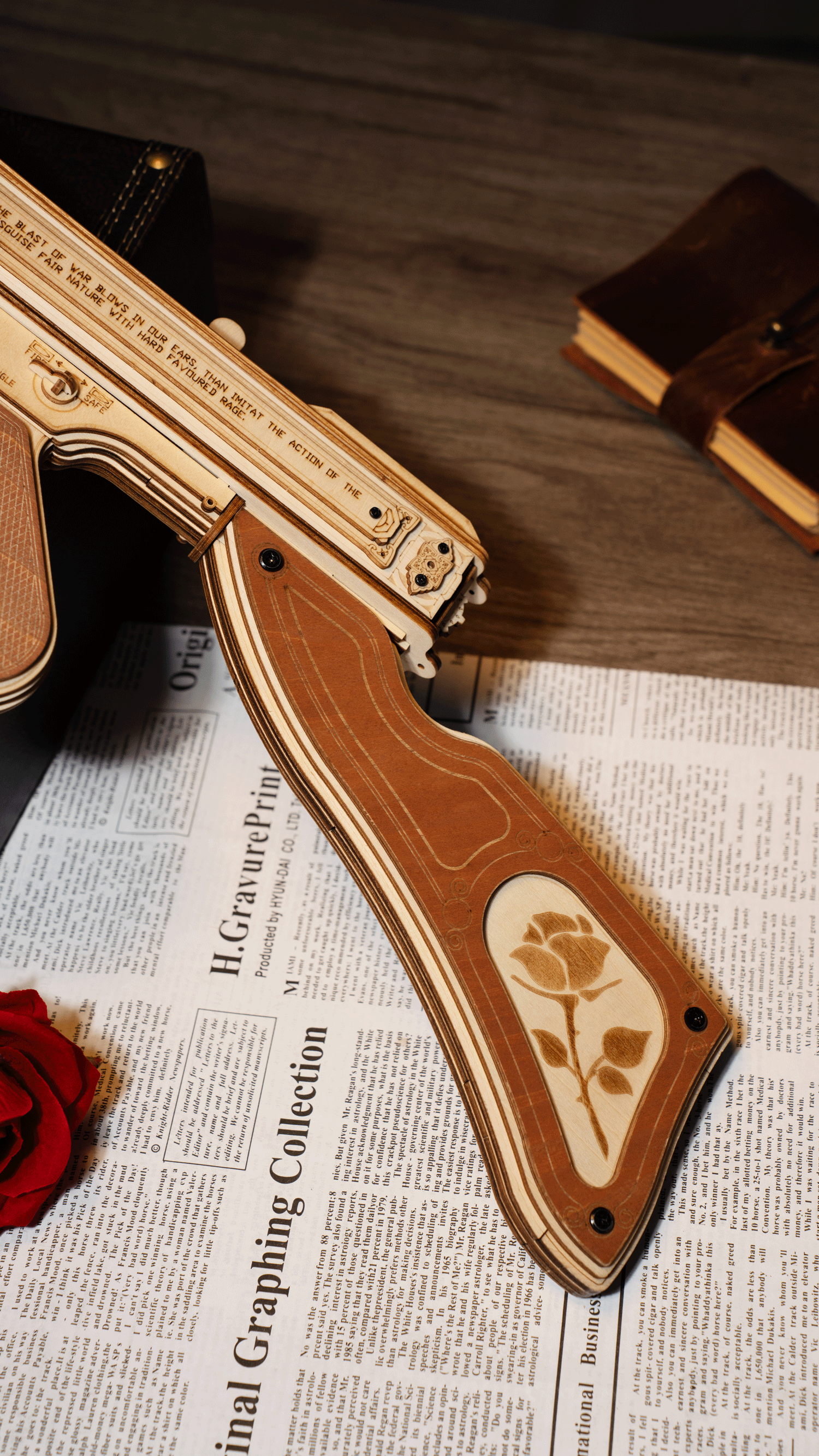 Snaps Thompson Submachine Gun 3D Wooden Puzzle Model Kit - 275 Pcs