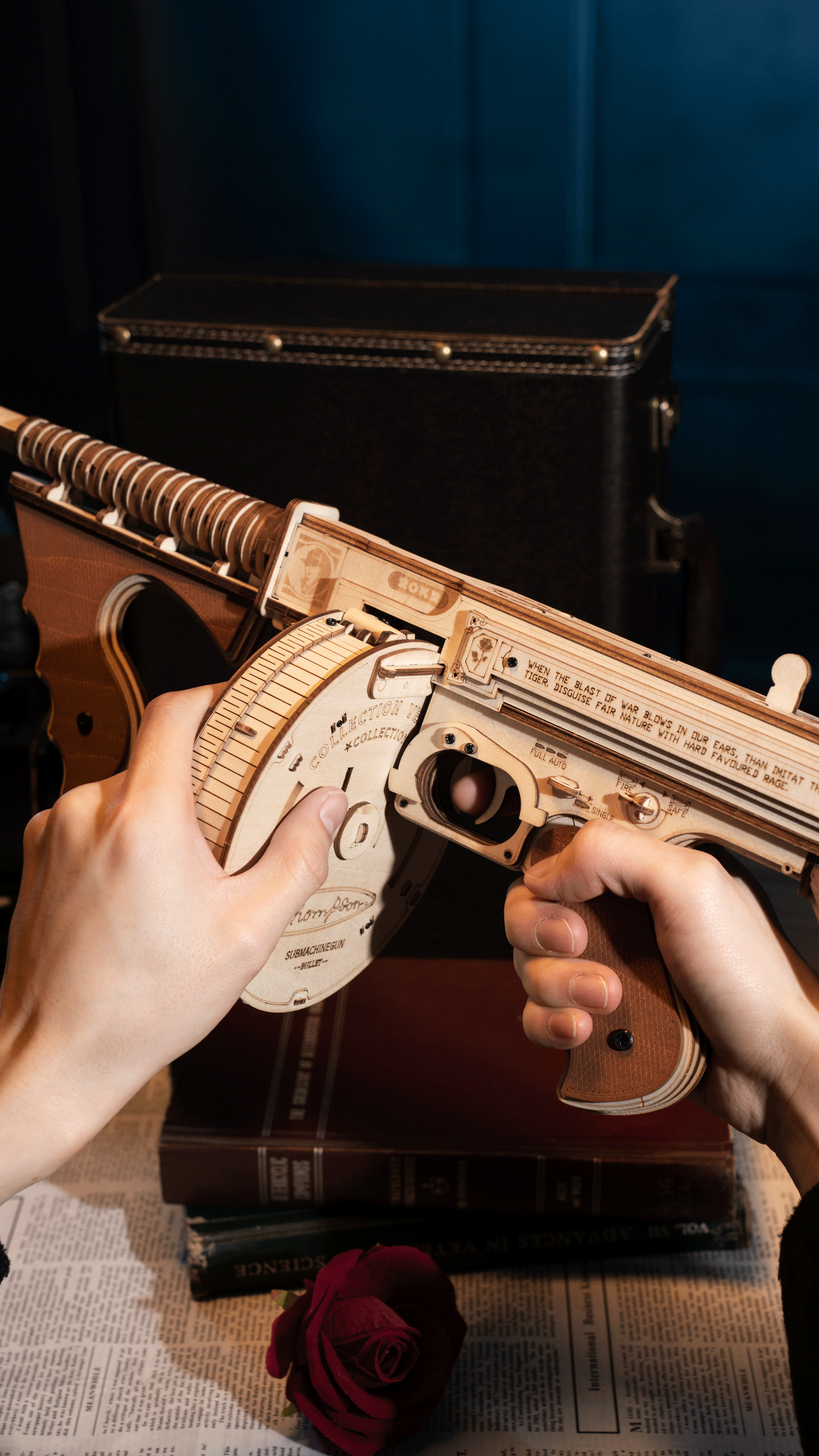 Snaps Thompson Submachine Gun 3D Wooden Puzzle Model Kit - 275 Pcs