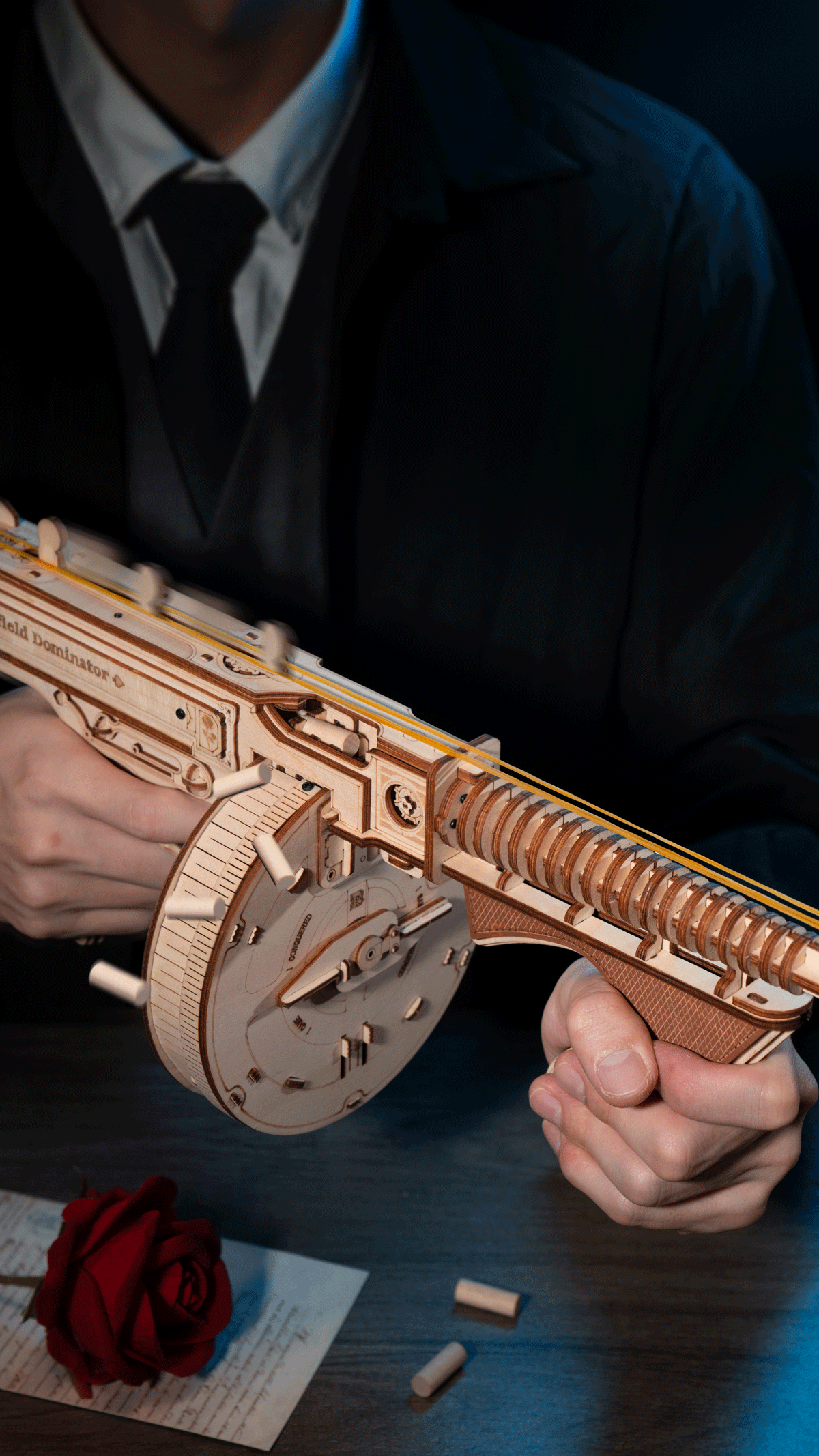 Snaps Thompson Submachine Gun 3D Wooden Puzzle Model Kit - 275 Pcs