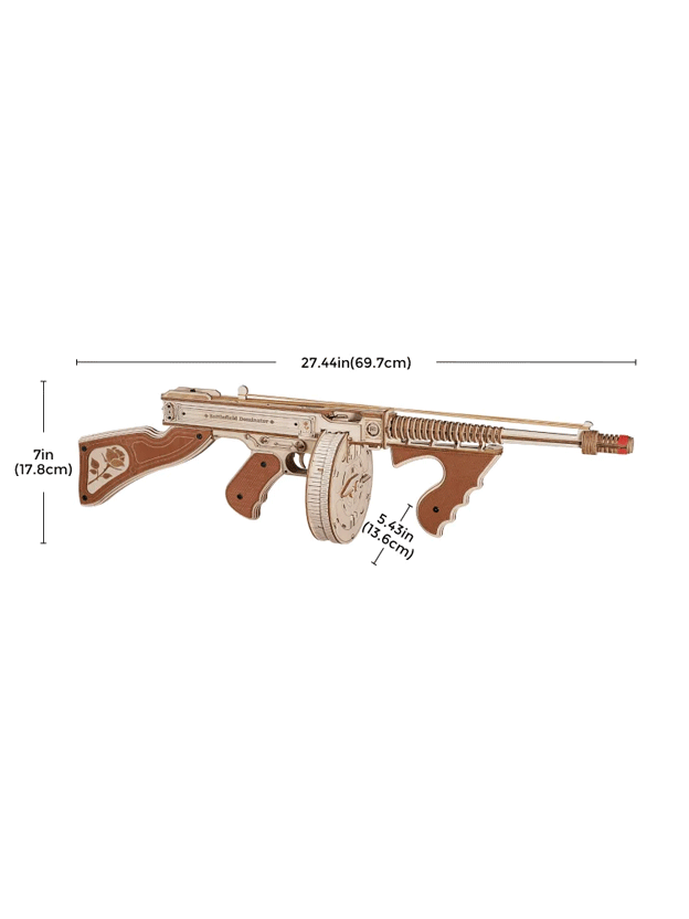 Snaps Thompson Submachine Gun 3D Wooden Puzzle Model Kit - 275 Pcs