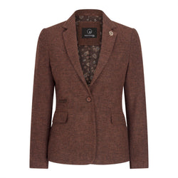 WS-12 - Women's Tweed Suit Blazer Trousers Waistcoat Herringbone Wool Rust Brown