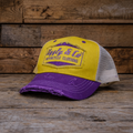 Uggly & Co Diamond Trucker Hat – Yellow & Purple Motorsport Mesh Cap