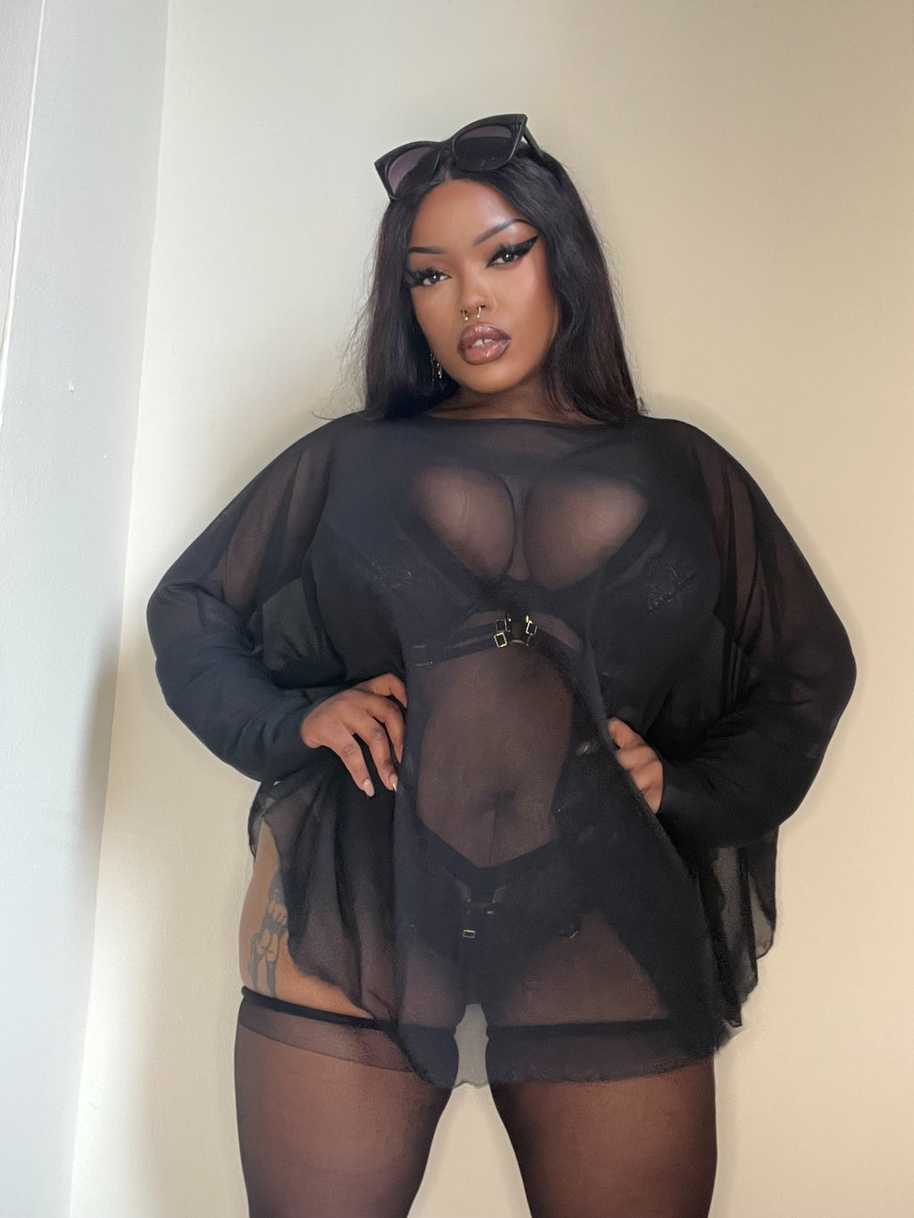 Necessary Evil Circe Mesh Top – Sheer Gothic Oversized Layering Top
