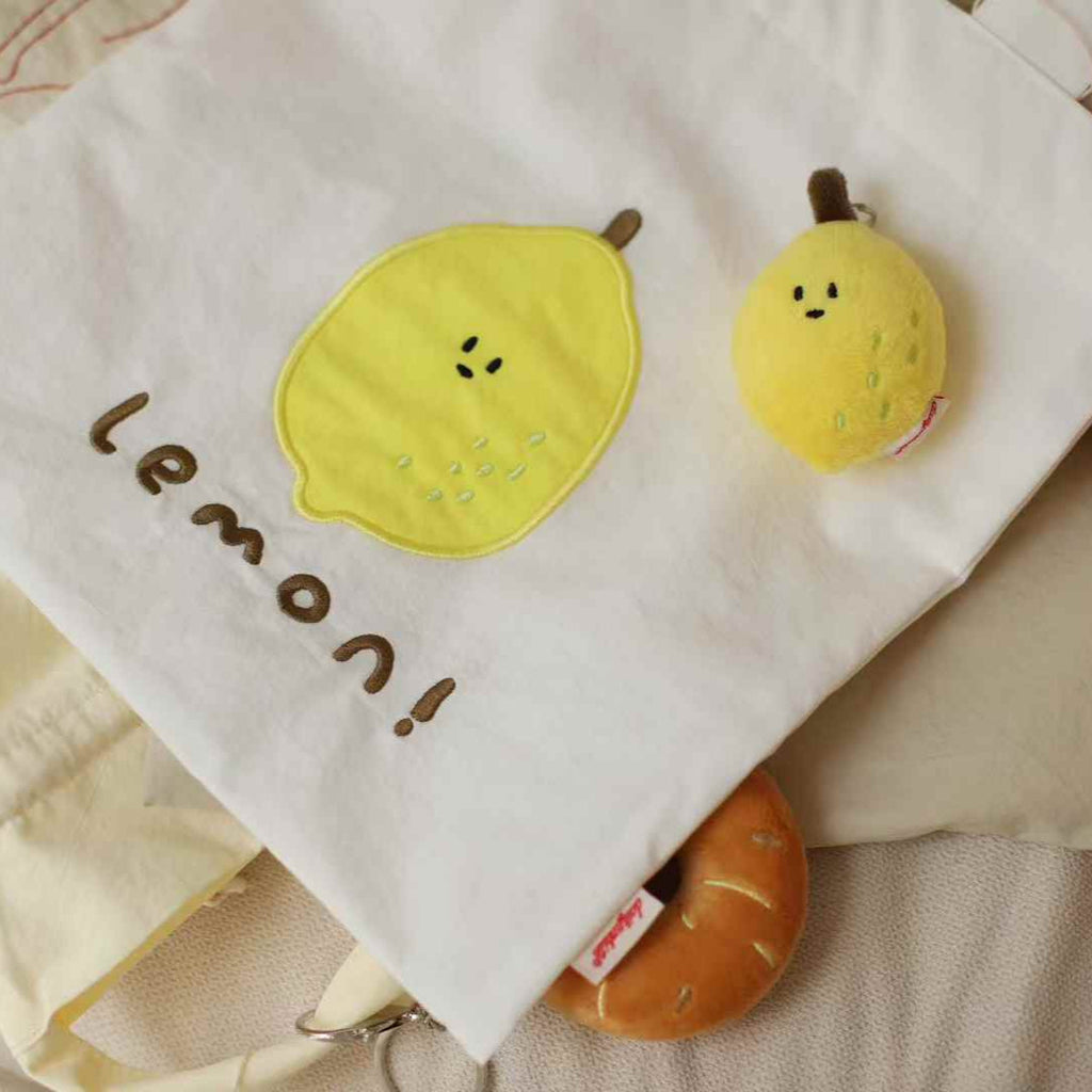 LuLuFun Studio Lemon Print Canvas Tote Bag – Handmade Cotton Shopper