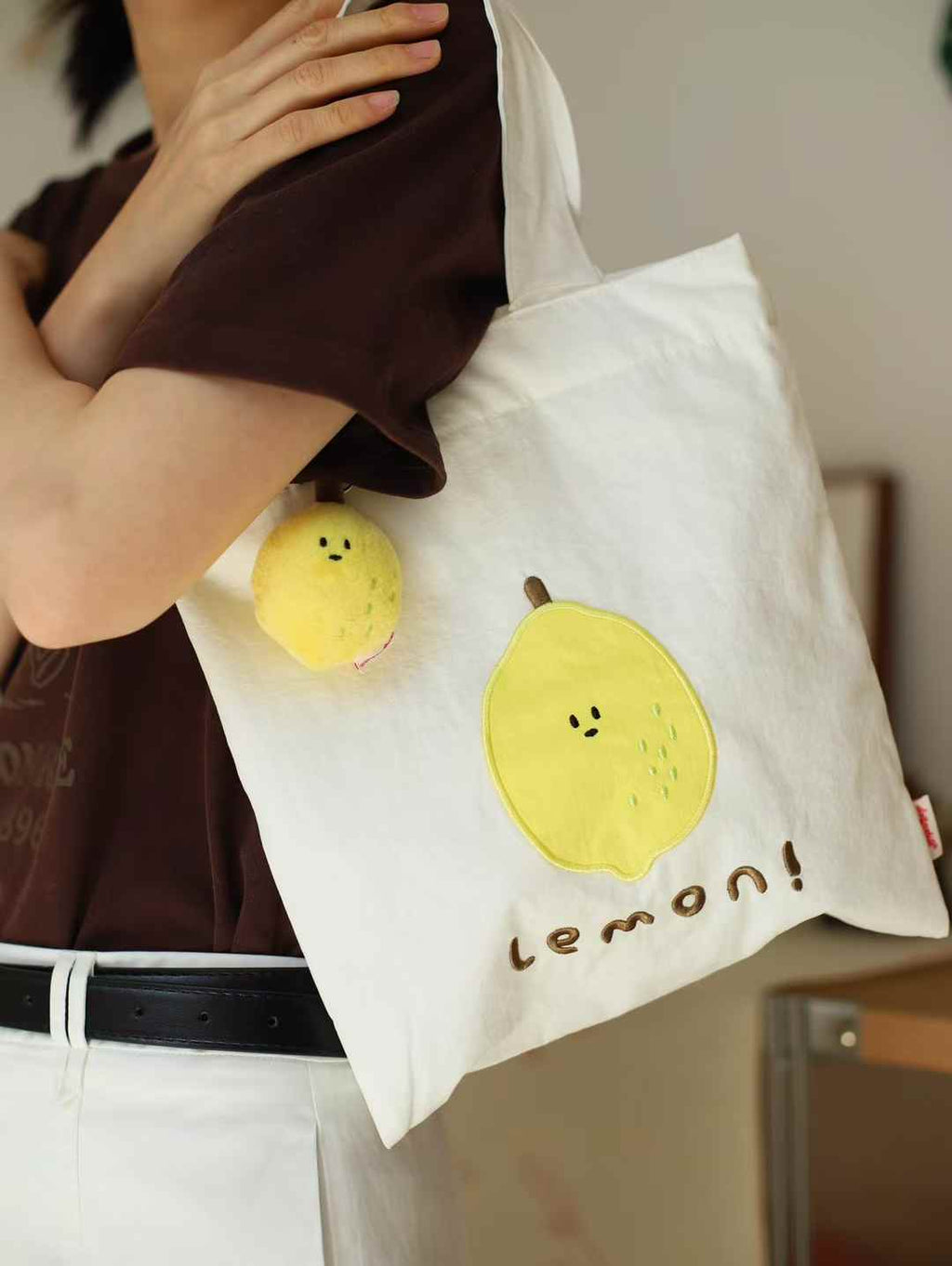 LuLuFun Studio Lemon Print Canvas Tote Bag – Handmade Cotton Shopper