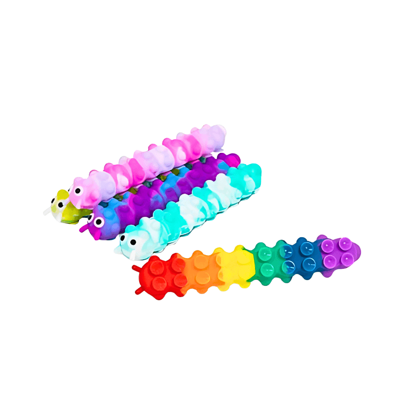 PoundFun Light Up Caterpillar Fidget Toy – Silicone Sensory Push Popper