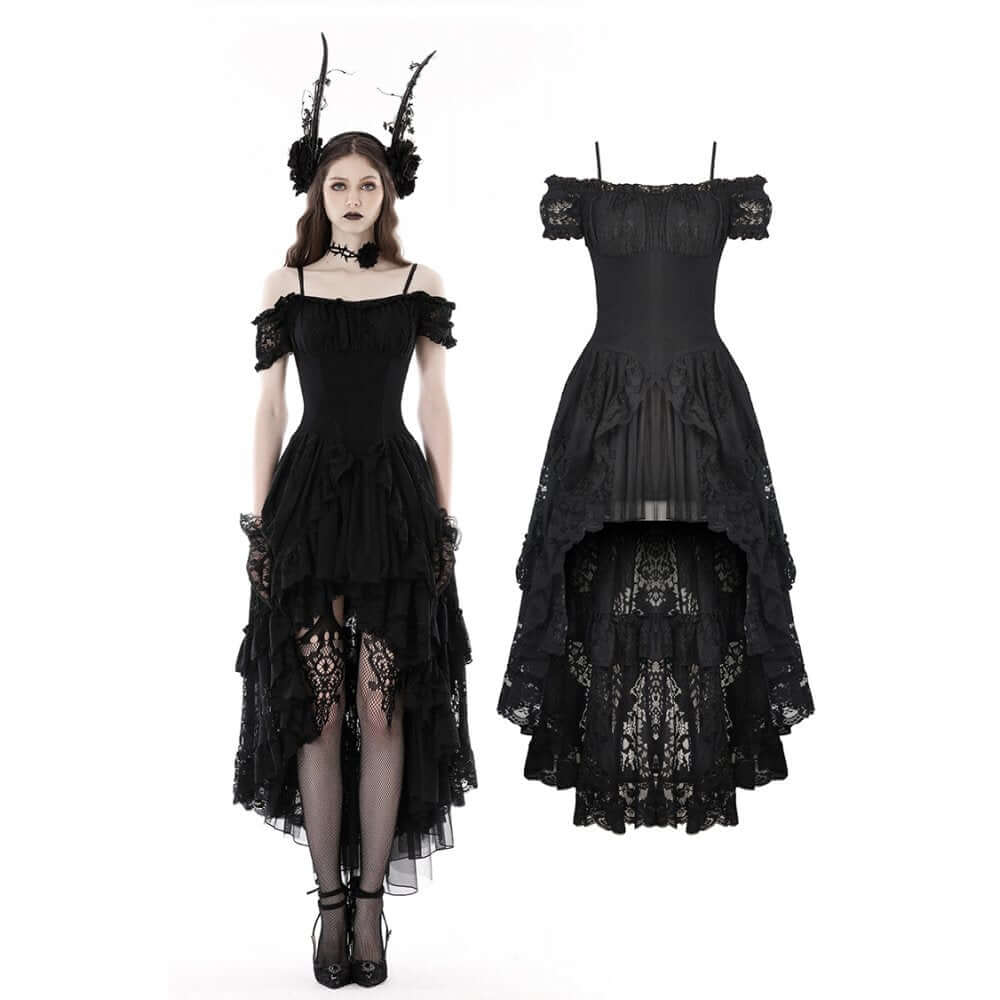 Dark In Love Lilinoe Dress – Off Shoulder Lace Up Gothic Dress