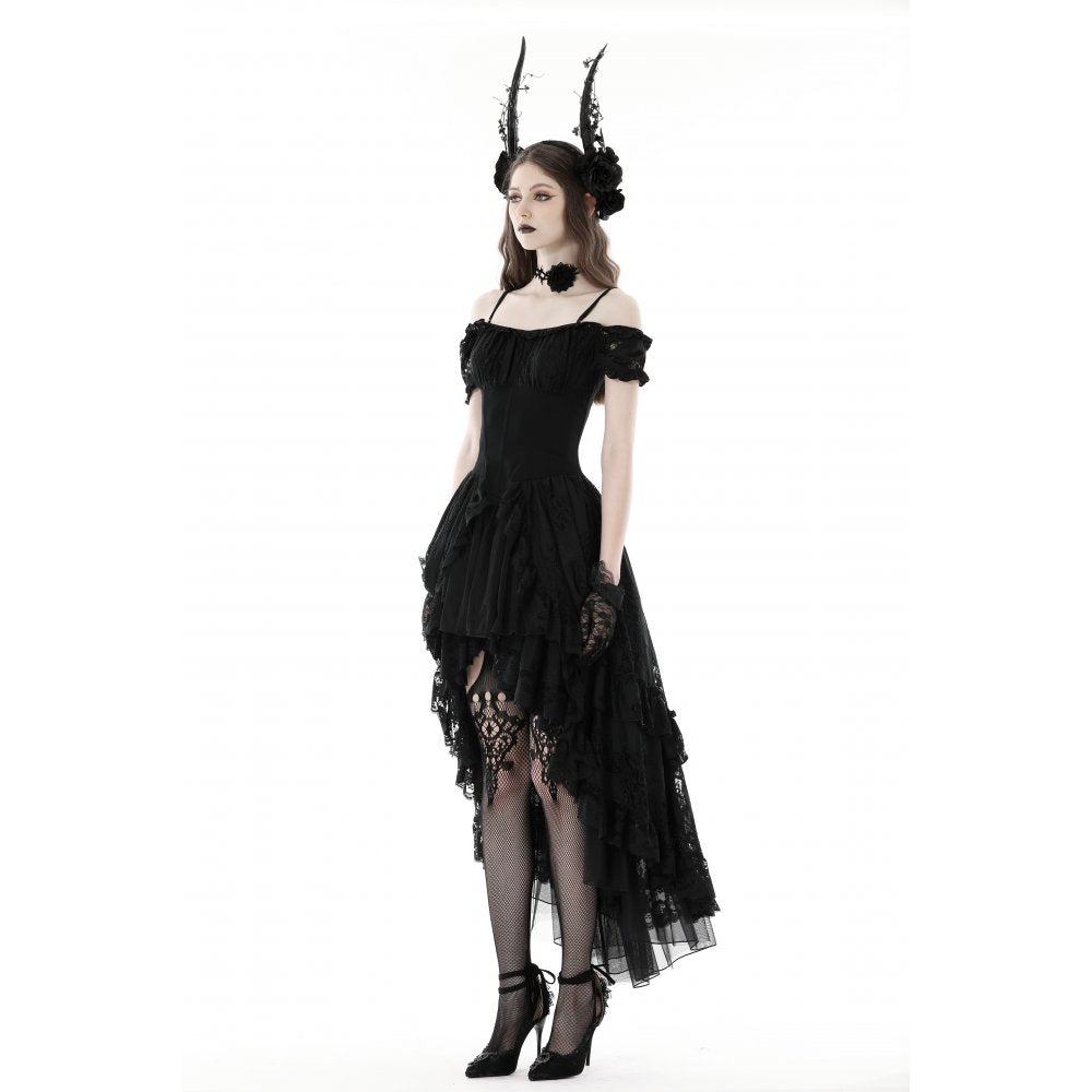 Dark In Love Lilinoe Dress – Off Shoulder Lace Up Gothic Dress