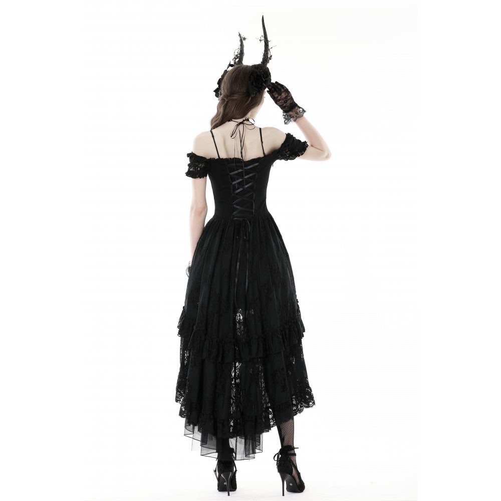 Dark In Love Lilinoe Dress – Off Shoulder Lace Up Gothic Dress