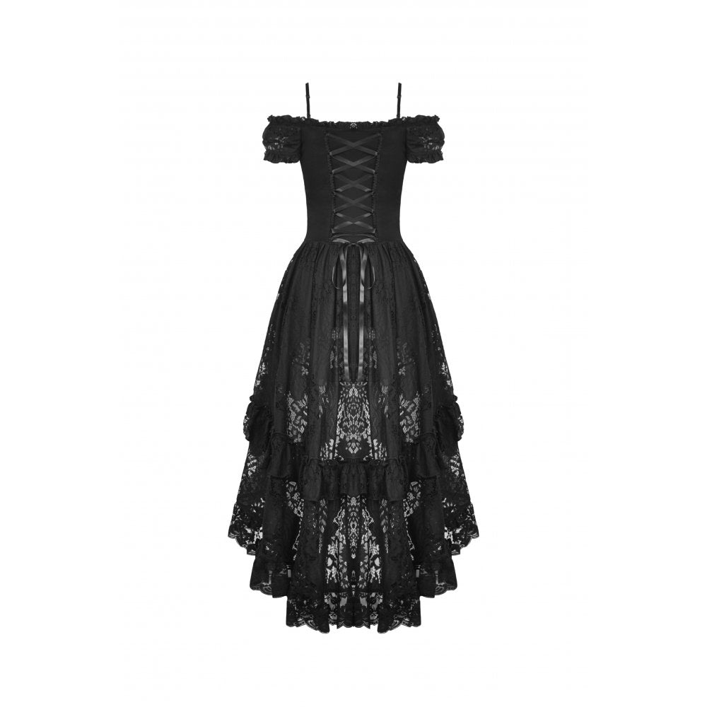 Dark In Love Lilinoe Dress – Off Shoulder Lace Up Gothic Dress