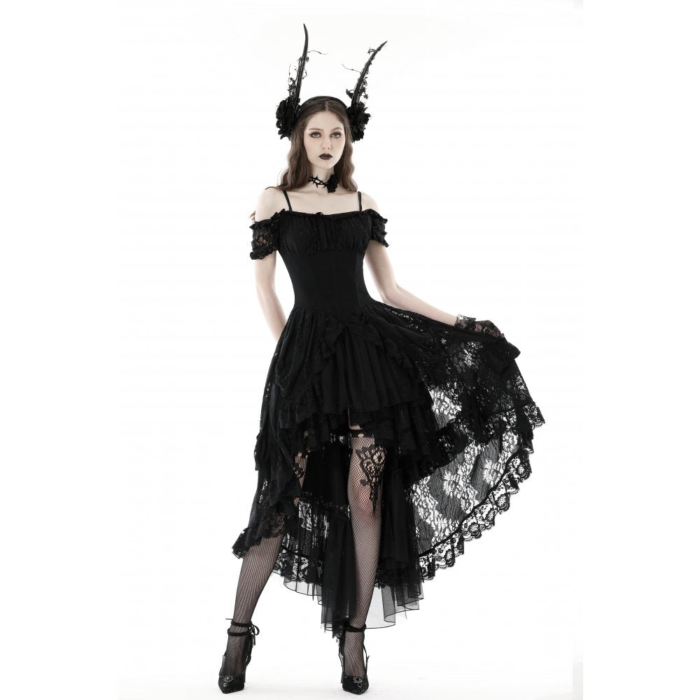 Dark In Love Lilinoe Dress – Off Shoulder Lace Up Gothic Dress