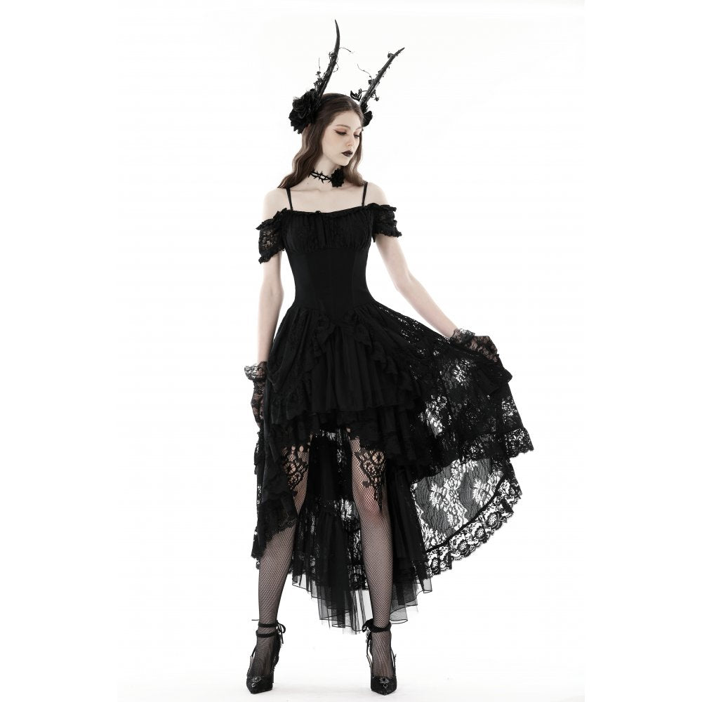 Dark In Love Lilinoe Dress – Off Shoulder Lace Up Gothic Dress