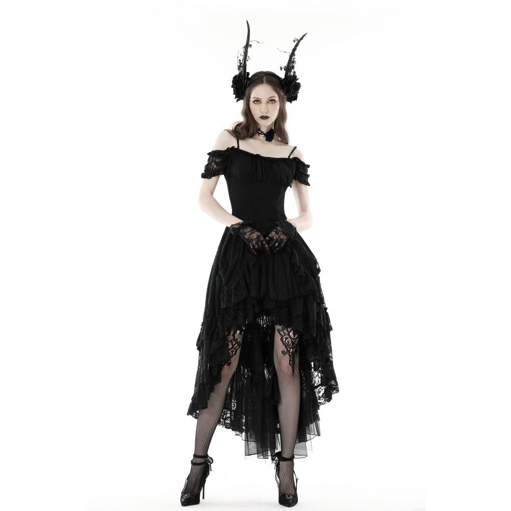 Dark In Love Lilinoe Dress – Off Shoulder Lace Up Gothic Dress