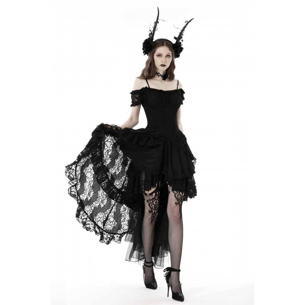 Dark In Love Lilinoe Dress – Off Shoulder Lace Up Gothic Dress